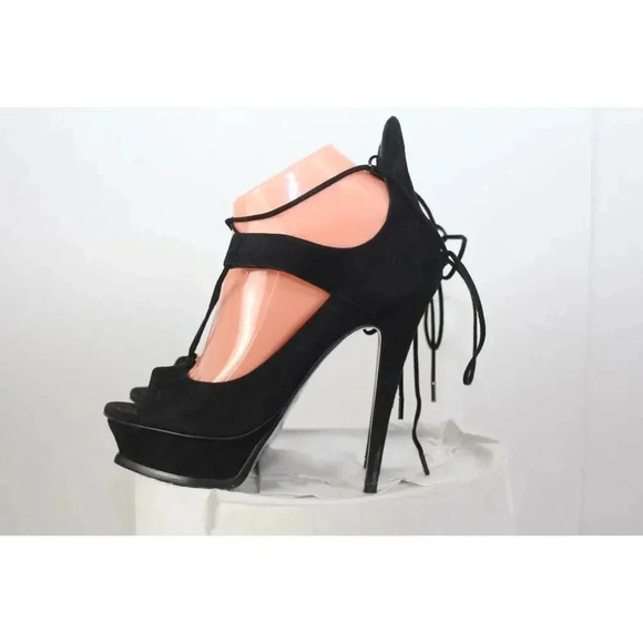 ladies SAINT LAURENT PARIS Black Heels size 38.5